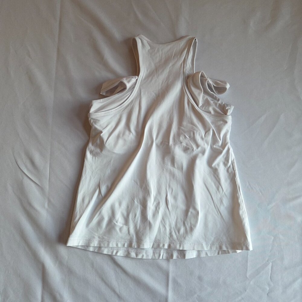Women’s White Racerback Zip-Front Tank Top - Picture 6 of 7